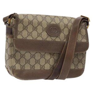 GUCCI GG Supreme Shoulder Bag Beige Gold Auth